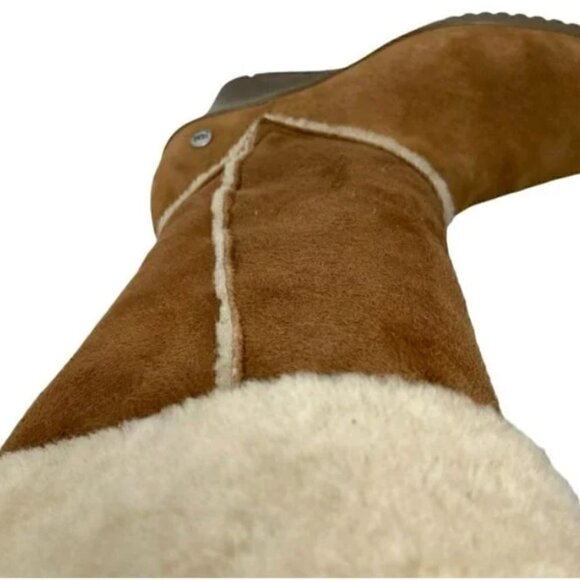 UGG Australia Sandra Knee High Chestnut Sheepskin Boots - Size 7 - Picture 12 of 14